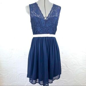 ASOS Navy/cream bow Lace A-Line sleeveless Dress-6